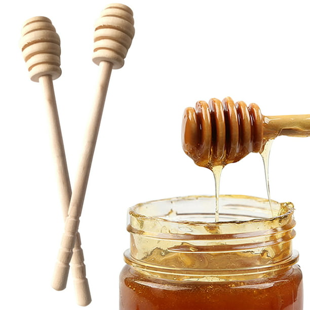 10/20x Wooden Jam Honey Dipper Stirring Rod Dispensing Syrup Spoon Dip Stick 8cm 